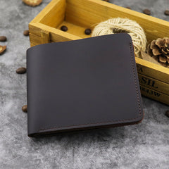 Cool Leather Mens Small Vertical Bifold Wallet billfold Wallet Horizontal Front Pocket Wallets for Men - iwalletsmen