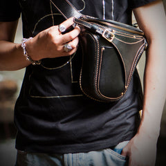 Leather Belt Pouch Mens Small Cases Waist Bag Hip Pack Belt Bag Fanny Pack Bumbag for Men