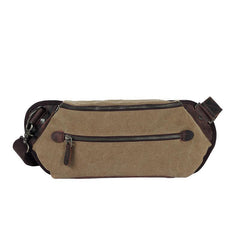 Black Canvas Leather Fanny Pack Men's Chest Bag Sling Hip Bag Canvas Waist Bag For Men - iwalletsmen