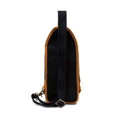 Black Canvas Leather Sling Backpack Men's Sling Bag Chest Bag Canvas One shoulder Backpack For Men - iwalletsmen