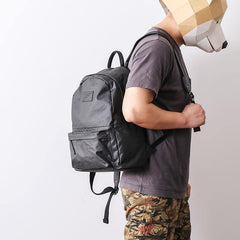 Cool Black Nylon Backpack Men's 14 inches Waterproof Backpack School Backpack For Men - iwalletsmen