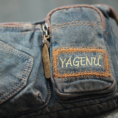 Cool Denim Blue Mens Small Fanny Pack Waist Bag Blue Chest Bag Hip Bag Bum Bags For Men - iwalletsmen