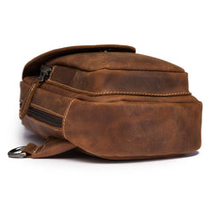 Vintage Leather Men's Chest Bag Sling Bag One Shoulder Backpack For Men - iwalletsmen