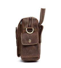 Casual Brown Leather Small Side Bags Waist Bag Belt Pouch Messenger Bag Courier Bag for Men - iwalletsmen