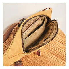Canvas Leather Mens Womens Fanny Pack Canvas Waist Bag Small Hip Pack for Men - iwalletsmen
