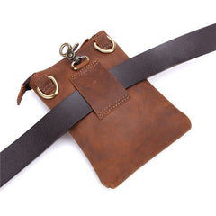Vintage Leather Men's Belt Pouch Cell Phone Holster Brown Mini Side Bag For Men - iwalletsmen