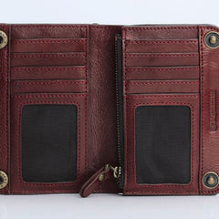 Genuine Leather Mens Chain Biker Wallet Cool Leather Wallet Small Wallets for Men - iwalletsmen
