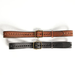 Genuine Leather Black Hollow Fashion Belt Khaki Belt Brown Long Belt Slim Belt for Men - iwalletsmen