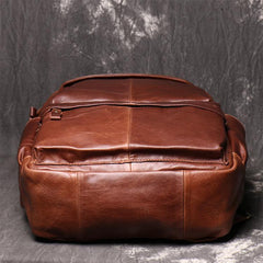 Brown Leather Men's 15 inches Computer Backpack Travel Backpack Brown Laptop College Backpack For Men - iwalletsmen