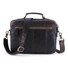 Small Brown Leather Briefcase Messenger Bag Work Vintage Handbag Shoulder Bag For Men - iwalletsmen