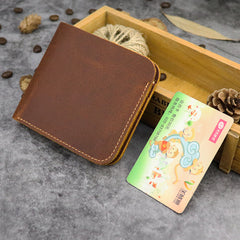 Cool Leather Brown Men's Small Wallet billfold Bifold Wallet Front Pocket Wallet For Men - iwalletsmen
