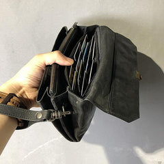 CASUAL BLACK LEATHER MEN'S Long Wallet Clutch Wallet BLACK Wristlet Wallet FOR MEN - iwalletsmen