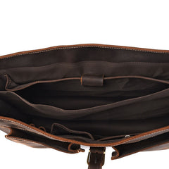 Leather Men Vintage Briefcase Laptop 15inch Handbags Shoulder Bags Work Bag For Men - iwalletsmen
