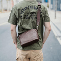 Brown Leather Mens Casual Small Courier Bags Messenger Bag Black Postman Bag For Men - iwalletsmen