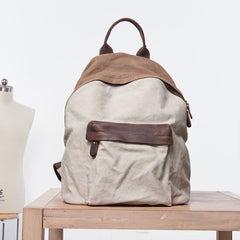 Cool Gray Canvas Travel Bag Mens Backpack Canvas Canvas School Bag for Men - iwalletsmen