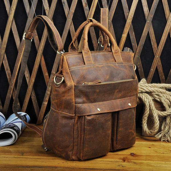 Cool Leather Vintage Brown Handbag Mens Backpacks Travel Backpack School Backpack for Men - iwalletsmen