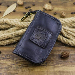 Brown Leather Men's Key Wallet Car Key Case Black Leather Key Holder For Men - iwalletsmen