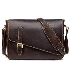Cool Coffee Leather 13 inches Mens Small Postman Bag Messenger Bag Courier Bag for Men - iwalletsmen