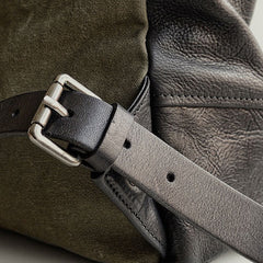 Genuine Leather Mens Cool Backpack Sling Bag Large Black Travel Bag Hiking Bag for men