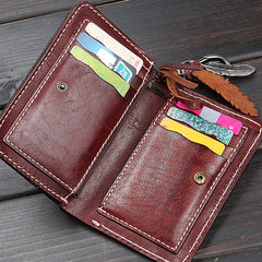 Handmade Leather Mens Chain Biker Wallet Cool Leather Wallet Wrist Wallets for Men