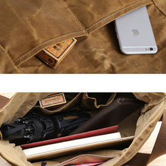 Waxed Canvas Mens Womens Side Bag 13‘’ Khaki Courier Bag Messenger Bag for Men - iwalletsmen
