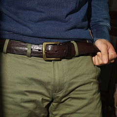 Cool Distressed Coffee Leather Vintage Leather Belt Mens Khaki Leather Mens Belt  Brown Belt for Men - iwalletsmen