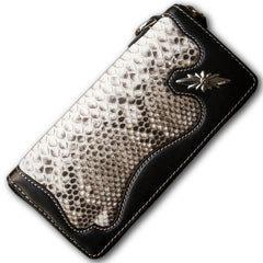 Handmade Leather Mens Chain Biker Wallet Cool Leather Wallet Long Clutch Wallets for Men
