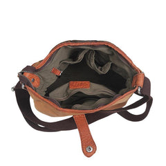 Canvas Leather Mens Distressed Brown Vertical Side Bag Messenger Bag Canvas Courier Bag for Men - iwalletsmen