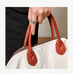 Cool Canvas Leather Mens Tote Bag 15'' Messenger Bags Handbag Canvas Tote Shoulder Bag for Men Women - iwalletsmen