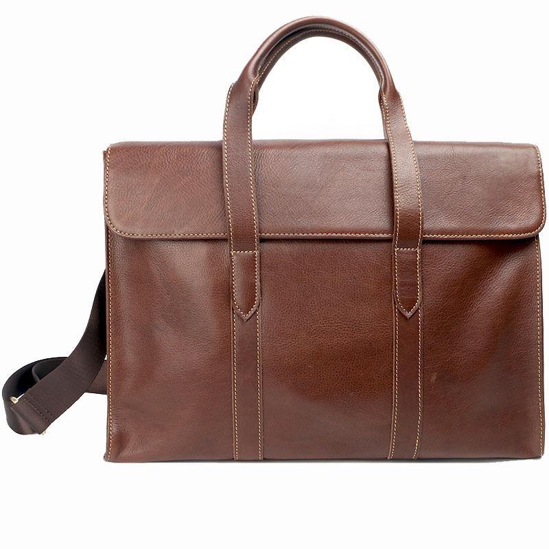 Vintage Black Mens Leather Briefcases Work Handbag Brown 14'' Computer Briefcases For Men - iwalletsmen