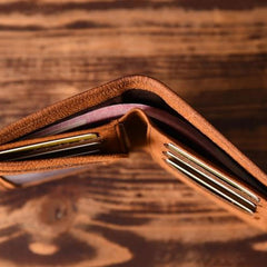 Handmade Mens Cool billfold Leather Wallet Men Small Slim Wallets Bifold for Men - iwalletsmen