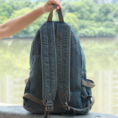 Denim Blue Mens 15 inches Backpack Laptop Backpack Jean Travel Backpacks For Men - iwalletsmen