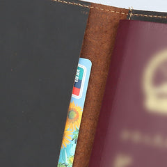 Cool Leather Mens Small Passport Wallet Slim Travel Wallets for Men - iwalletsmen