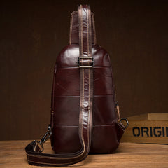 Brown Leather Mens Cool Sling Bags Yellow Brown Crossbody Packs Chest Bag for menest Bag for men - iwalletsmen