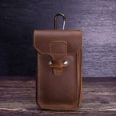 Black Leather Cell Phone Holster Mens Belt Pouches Waist Bags BELT BAGs Belt Holster  For Men - iwalletsmen