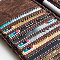 Genuine Leather Mens Cool billfold Leather Wallet Men Cards Wallets Bifold for Men