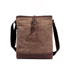 Fashion Vertical Canvas Leather Mens Courier Bag Crossbody Bag Messenger Bags Khaki Canvas Postman Bag for Men - iwalletsmen