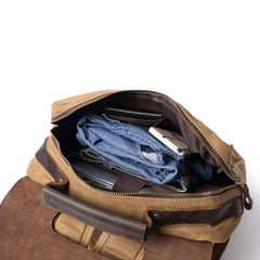 Mens Canvas Leather Backpack Canvas Travel Backpacks Canvas School Backpacks for Men - iwalletsmen