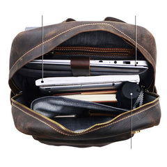 Cool Brown Leather Mens Travel Backpack Work 14'' School Backpack Work Backpack For Men - iwalletsmen