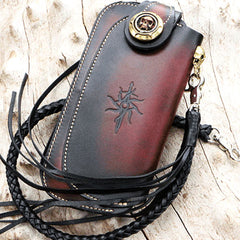 Handmade Mens Cool Leather Chain Wallet Biker Trucker Wallet with Chain - iwalletsmen