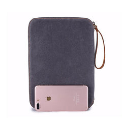 Cool Waxed Canvas Leather Mens Wristlet Bag Work Clutch Zipper Bag for Men - iwalletsmen