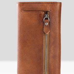 Handmade Leather Mens Cool Long Leather Wallet Bifold Envelope Clutch Wallet for Men - iwalletsmen