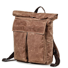 Cool Waxed Canvas Mens Waterproof 15.6'' Travel Backpack Hiking Backpack for Men - iwalletsmen