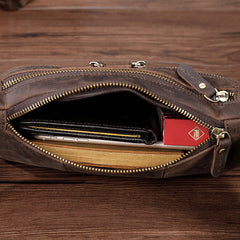 COOL Dark Brown LEATHER MENS FANNY PACK BUMBAG WAIST BAG FOR MEN - iwalletsmen