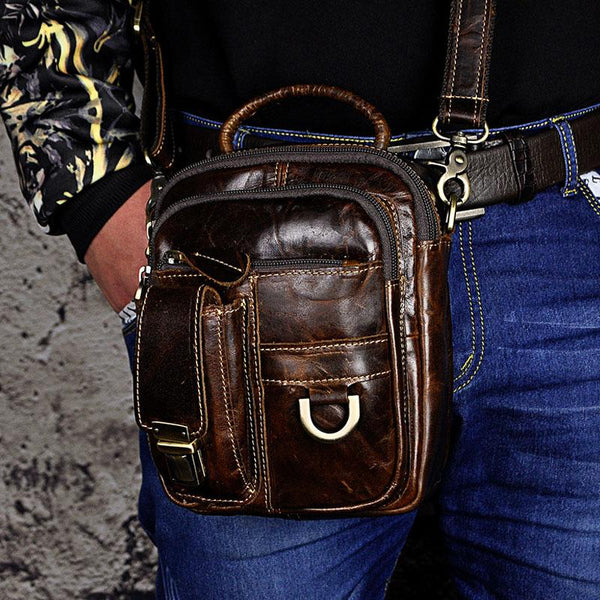 Vintage Leather Belt Pouches for Men Waist Bag BELT BAG Shoulder Bags For Men - iwalletsmen