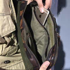 Cool Leather Mens Camouflage Chest Bag Sling Bag Crossbody Pack Black One Shoulder Backpack for men - iwalletsmen