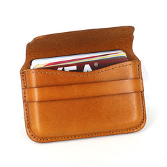 Brown Leather Mens Card Wallet Front Pocket Wallets Cool Small Change Wallet for Men - iwalletsmen