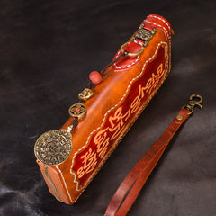 Handmade Leather Tooled Mens Chain Biker Wallet Cool Leather Wallet Long Phone Wallets for Men