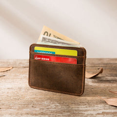 Mens Leather Slim Cards Holder Front Pocket Wallets Card Wallet for Men - iwalletsmen