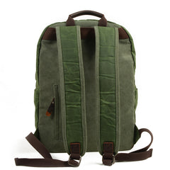 Cool Canvas Leather Mens Green Backpack Computer Backpack Black Travel Backpack for Men - iwalletsmen
